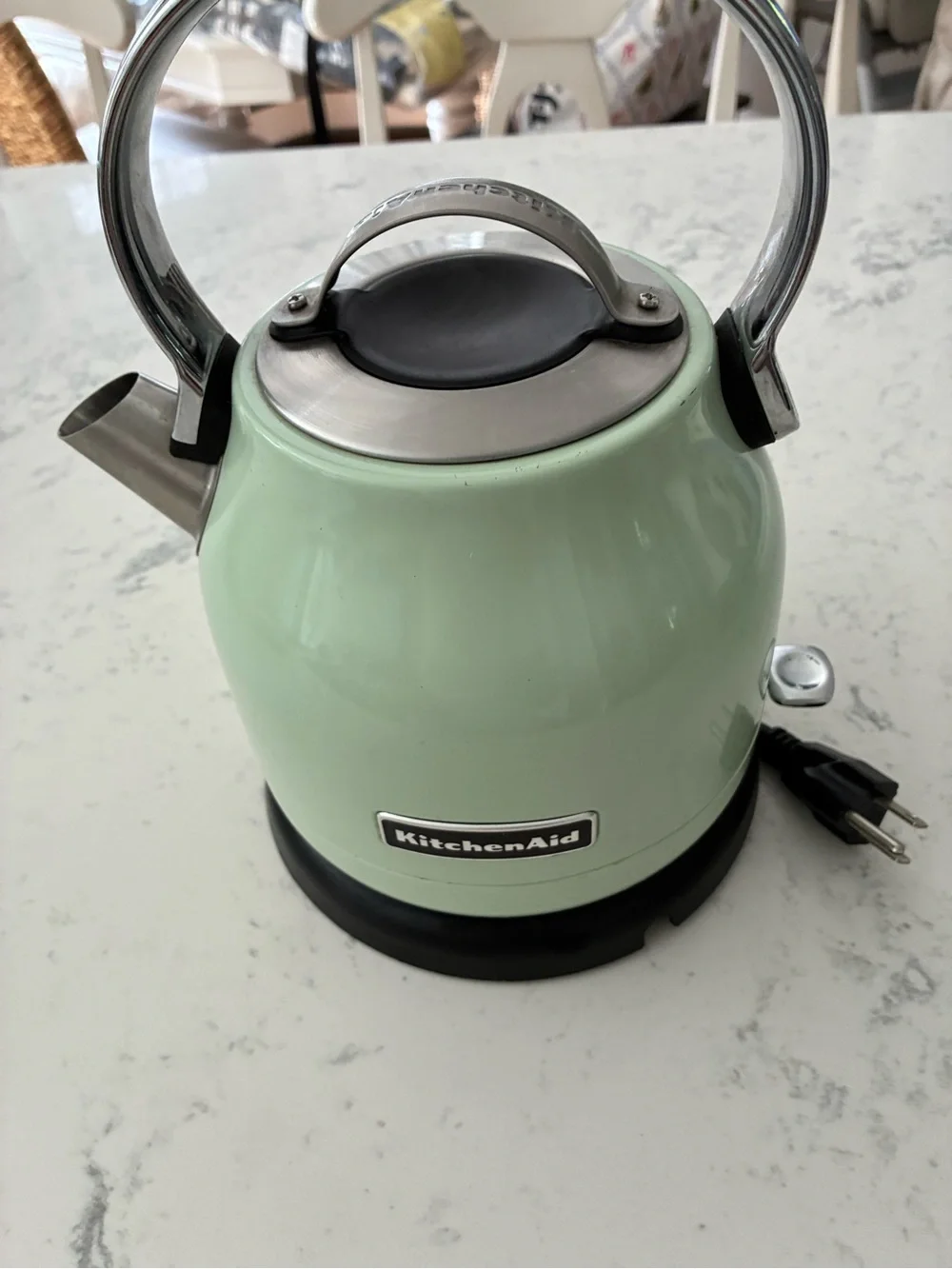 KitchenAid Sage Green Electric Whistling Kettle with Stainless Accents